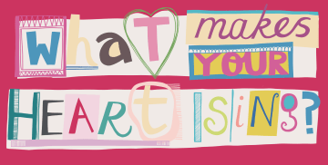 What makes your heart sing? Illustrated hand-drawn type in a loose quirky style. By Tasha Goddard.